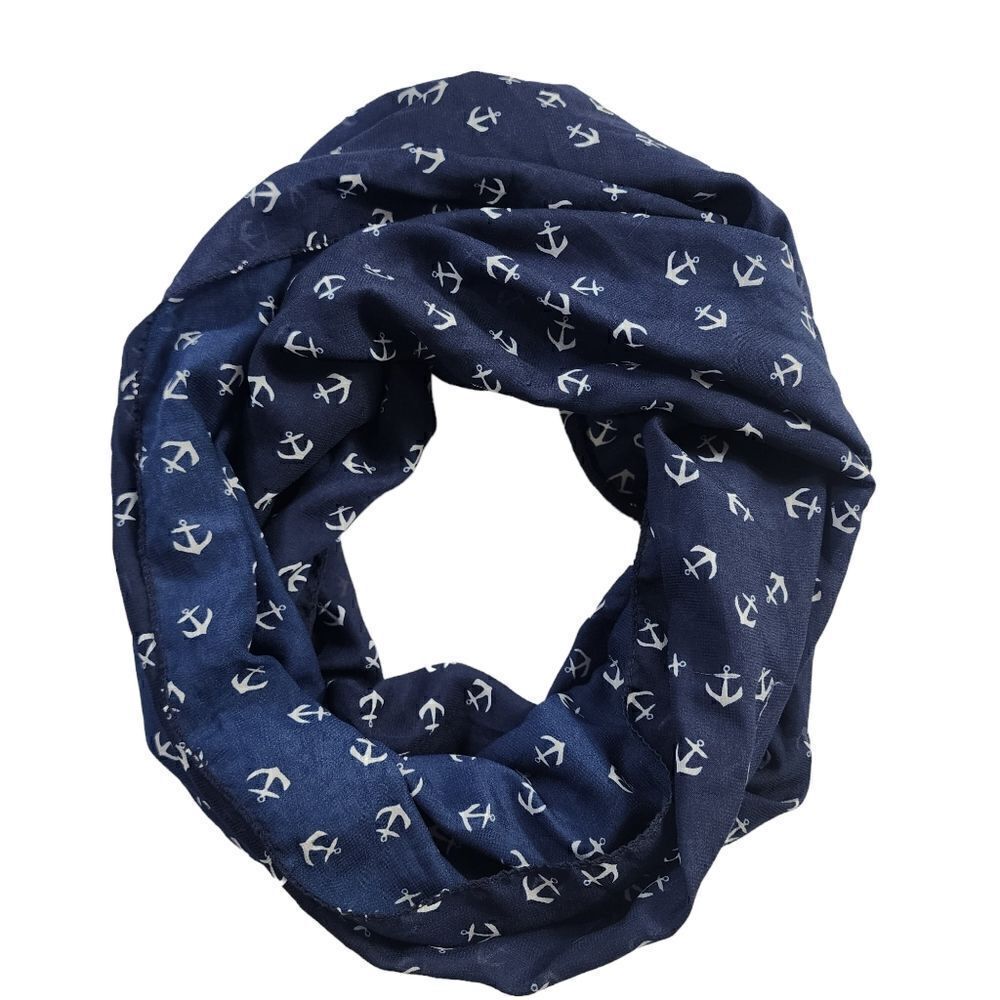 Ella Jonte Blue White Anchor Infinity Scarf